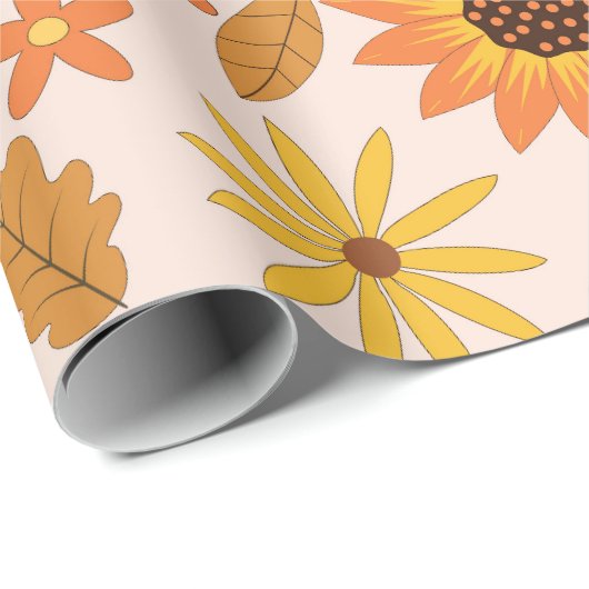 Sonnenblumen und Pumpkins Fall Pattern Geschenkpapier (Rolleneckpunkt)