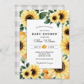 Sonnenblumen und Pumpkins Kinderdusche Einladung (Vorne/Hinten)