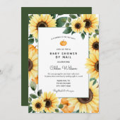 Sonnenblumen und Pumpkins Kinderdusche per Post Einladung (Vorne/Hinten)