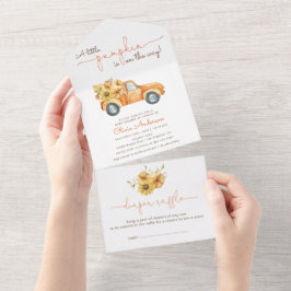 Sonnenblumen und Pumpkins Truck Baby Dusche All In One Einladung