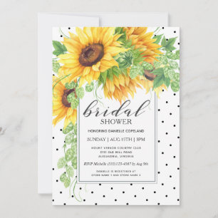 Sonnenblumen und Punkte Blumen Hochzeitsdusche Einladung