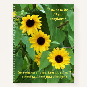 Sonnenblumen und Quotes-Notebook (2 Zitate) Notizblock