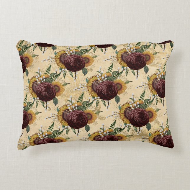 Sonnenblumen und Ranunculus Dekokissen (Vorderseite)