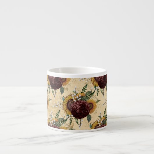 Sonnenblumen und Ranunculus Espressotasse (Vorderseite)