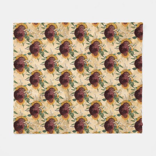 Sonnenblumen und Ranunculus Fleecedecke (Vorderseite (Horizontal))