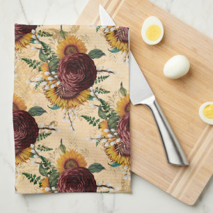Sonnenblumen und Ranunculus Geschirrtuch