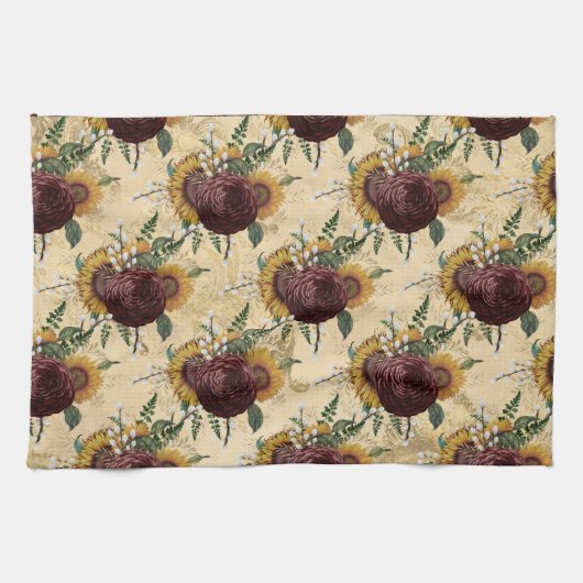 Sonnenblumen und Ranunculus Geschirrtuch (Horizontal)