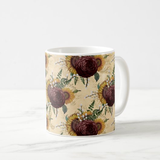 Sonnenblumen und Ranunculus Kaffeetasse (VorderseiteRechts)