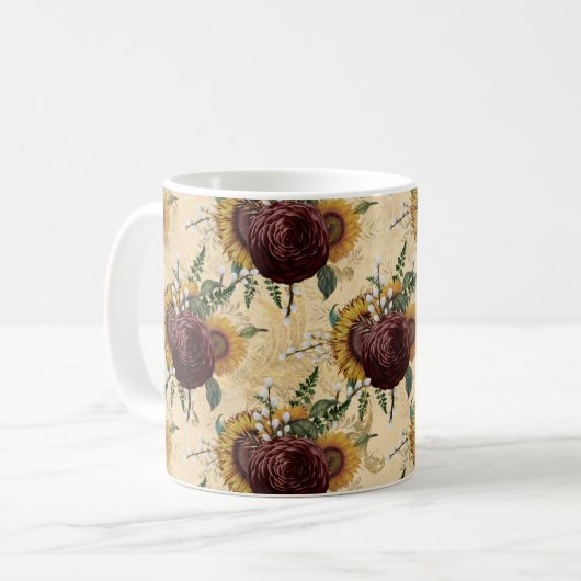 Sonnenblumen und Ranunculus Kaffeetasse (Vorderseite Links)