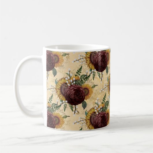 Sonnenblumen und Ranunculus Kaffeetasse (Links)