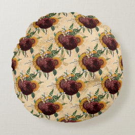 Sonnenblumen und Ranunculus Rundes Kissen