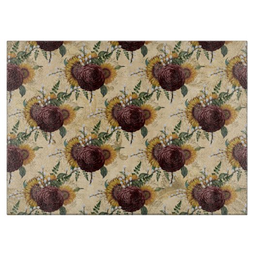 Sonnenblumen und Ranunculus Schneidebrett (Vorderseite)