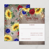 Sonnenblumen und Red Blue Rose Hochzeit im Herbst  RSVP Karte (Vorne/Hinten)