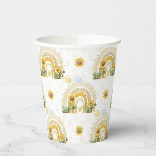 Sonnenblumen und Regenbogen Pappbecher (Links)