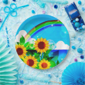 Sonnenblumen und Regenbogen Pappteller (Party)