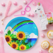 Sonnenblumen und Regenbogen Pappteller (Party)