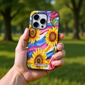 Sonnenblumen und Regenbogenwellen Case-Mate iPhone Hülle