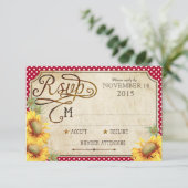 Sonnenblumen und Rooster Country Picinic RSVP Card (Stehend Vorderseite)