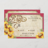 Sonnenblumen und Rooster Country Picinic RSVP Card (Vorne/Hinten)