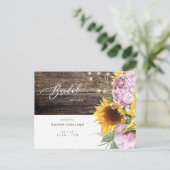 Sonnenblumen und rosa Blütenblume Rustikales Braut Postkarte (Stehend Vorderseite)