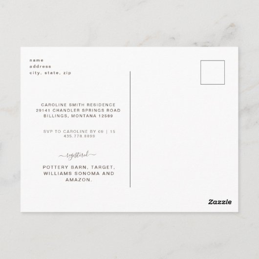 Sonnenblumen und rosa Blütenblume Rustikales Braut Postkarte (Rückseite)