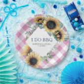 Sonnenblumen und rosa Tartan I Do GRILLEN Paper Pl Pappteller (Party)