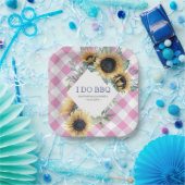 Sonnenblumen und rosa Tartan I Do GRILLEN Paper Pl Pappteller (Party)