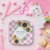Sonnenblumen und rosa Tartan I Do GRILLEN Paper Pl Pappteller (Party)
