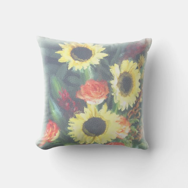 Sonnenblumen und Rose American MoJo Pillow Kissen (Vorderseite)