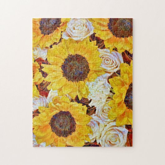 Sonnenblumen und Rose Art Blume Puzzle (Vertikal)