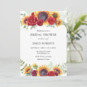 Sonnenblumen und Rose Bridal Dusche Einladung (Stehend Vorderseite)