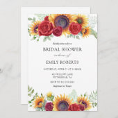 Sonnenblumen und Rose Bridal Dusche Einladung (Vorne/Hinten)