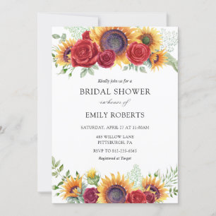 Sonnenblumen und Rose Bridal Dusche Einladung