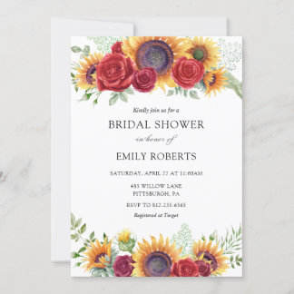 Sonnenblumen und Rose Bridal Dusche Einladung
