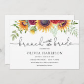 Sonnenblumen und Rose Brunch mit Brautdusche Einladung (Vorne/Hinten)