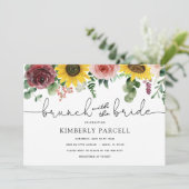 Sonnenblumen und Rose Brunch mit Brautdusche Einladung (Stehend Vorderseite)