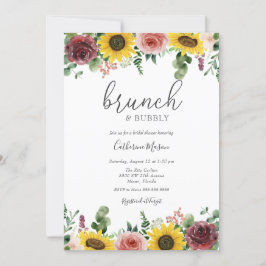 Sonnenblumen und Rose Brunch und Bubbly Brautparty Einladung