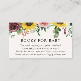 Sonnenblumen und Rose Bücher für Babybettkarte Begleitkarte