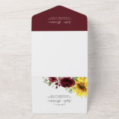 Sonnenblumen und Rose Burgund Navy Blue Wedding All In One Einladung (Außenbereich)