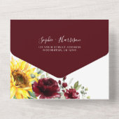 Sonnenblumen und Rose Burgund Navy Blue Wedding All In One Einladung (Rückseite)