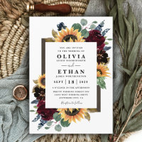 Sonnenblumen und Rose Burgund Red Navy Blue Weddin