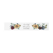 Sonnenblumen und Rose Burgund Red Navy Blue Weddin Einladungsbanderole (Flach)