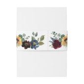 Sonnenblumen und Rose Burgund Red Navy Blue Weddin Einladungsbanderole (Rückseitenbeispiel)