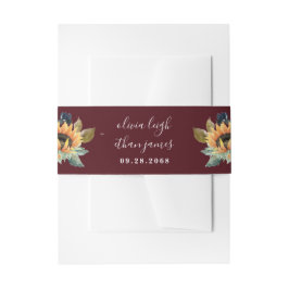 Sonnenblumen und Rose Burgund Red Navy Blue Weddin Einladungsbanderole