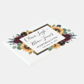 Sonnenblumen und Rose Burgund Red Navy Blue Weddin Gästebuch (Ecke)