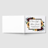Sonnenblumen und Rose Burgund Red Navy Blue Weddin Gästebuch (Voll)