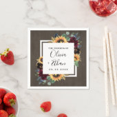 Sonnenblumen und Rose Burgund Red Navy Blue Weddin Serviette (Beispiel)