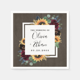 Sonnenblumen und Rose Burgund Red Navy Blue Weddin Serviette