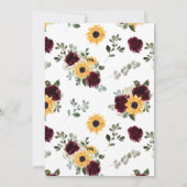 Sonnenblumen und Rose Burgund Red Wedding Einladung (Rückseite)