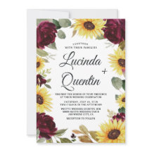 Sonnenblumen und Rose Burgund Rot Rustikale Hochze